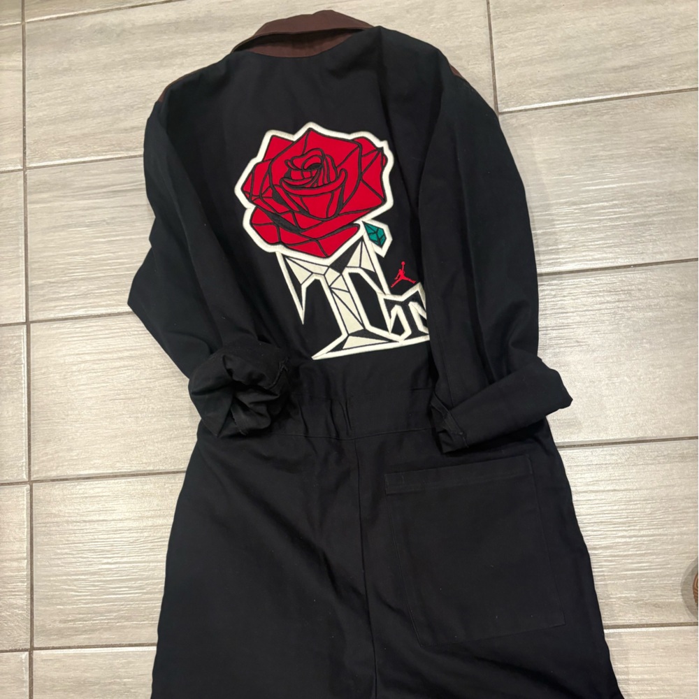Nike Black Jumpsuit with Red Rose Graphic